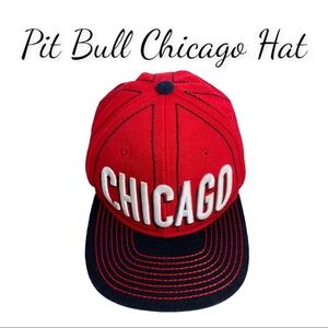 Red & Black Pit Bill SnapBack Chicago Baseball Cap